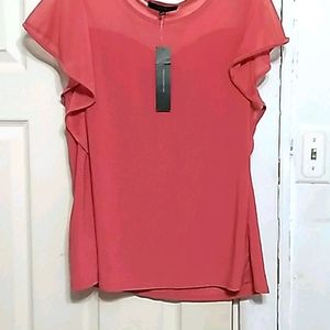 Beautiful dark pink sheer short  sleeve top